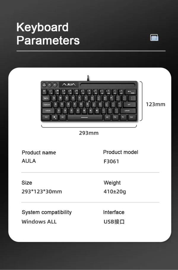 AULA F3061 61Keys Wired RGB Gaming Membrane Keyboard