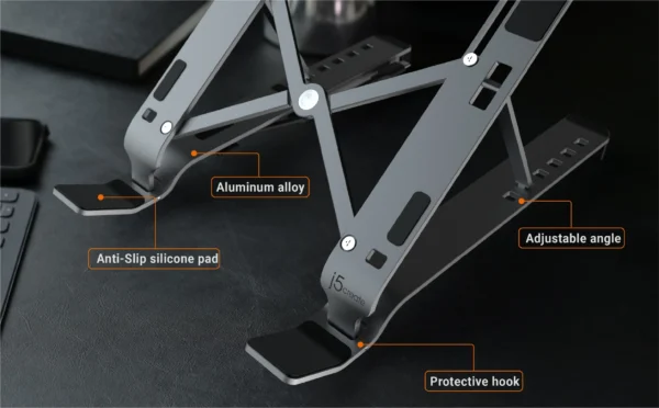 j5create JTS223 USB HUB X Kit Laptop Stand, USB Laptop Stand with 4 USB port, Fordable Laptop Holder