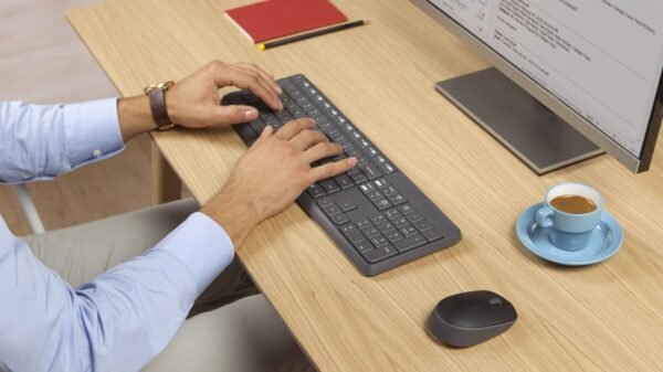 Logitech MK235 Wireless Keyboard and Mouse Combo 2.4 GHz With USB Receiver, 15 Function Keys