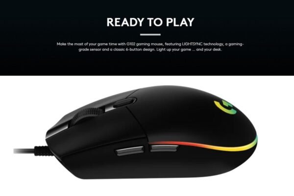 Logitech G102 Light Sync Gaming Wired Mouse | Gaming Grade Sensor | 8k DPI | Light Weight Mouse - Black / White