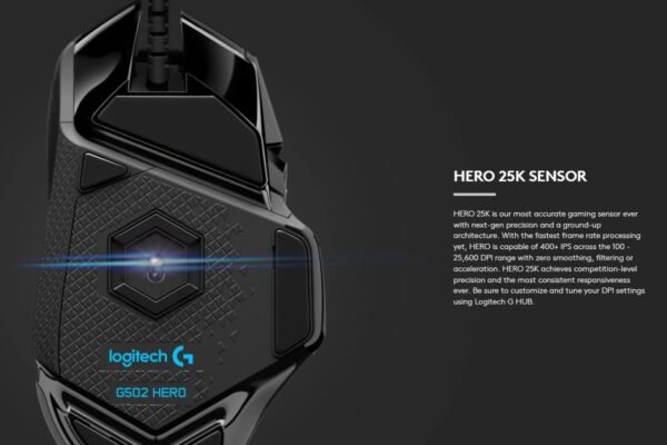 Logitech G502 HERO High Performance Wired Gaming Mouse | HERO 25K Sensor | 25,600 DPI | LightSync RGB