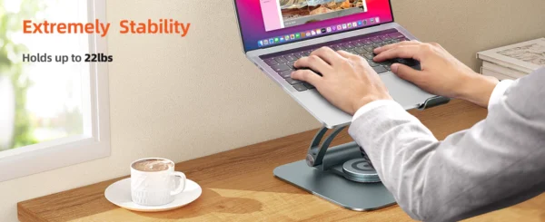 TOUNEE LS16A Swivel Laptop Stand for Desk, Adjustable Computer Stand Laptop Holder with 360° Rotating Base, All Laptop 10inch to 16inches