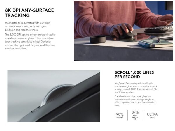 Logitech MX Master 3S Performance Wireless Mouse with Quiet Clicks | MagSpeed Scrolling | All-Day Comfort