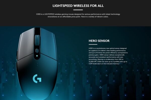 Logitech G304 Lightspeed Wireless Gaming Mouse | HERO Sensor | 12000 DPI | Lightweight | 6 Programmable Buttons | 1 MS Report Rate - Black / White