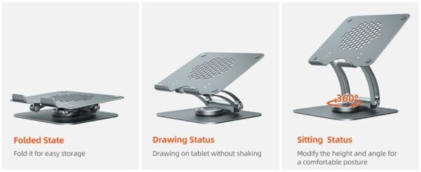 TOUNEE LS16A Swivel Laptop Stand for Desk, Adjustable Computer Stand Laptop Holder with 360° Rotating Base, All Laptop 10inch to 16inches