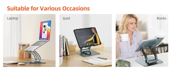 TOUNEE LS16A Swivel Laptop Stand for Desk, Adjustable Computer Stand Laptop Holder with 360° Rotating Base, All Laptop 10inch to 16inches