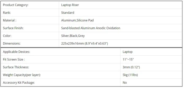 Brateck Portable 6 Level Adjustable Laptop Riser For 11 inches To 15 inches Tablets Books Laptop Stand Holder (AR 12)